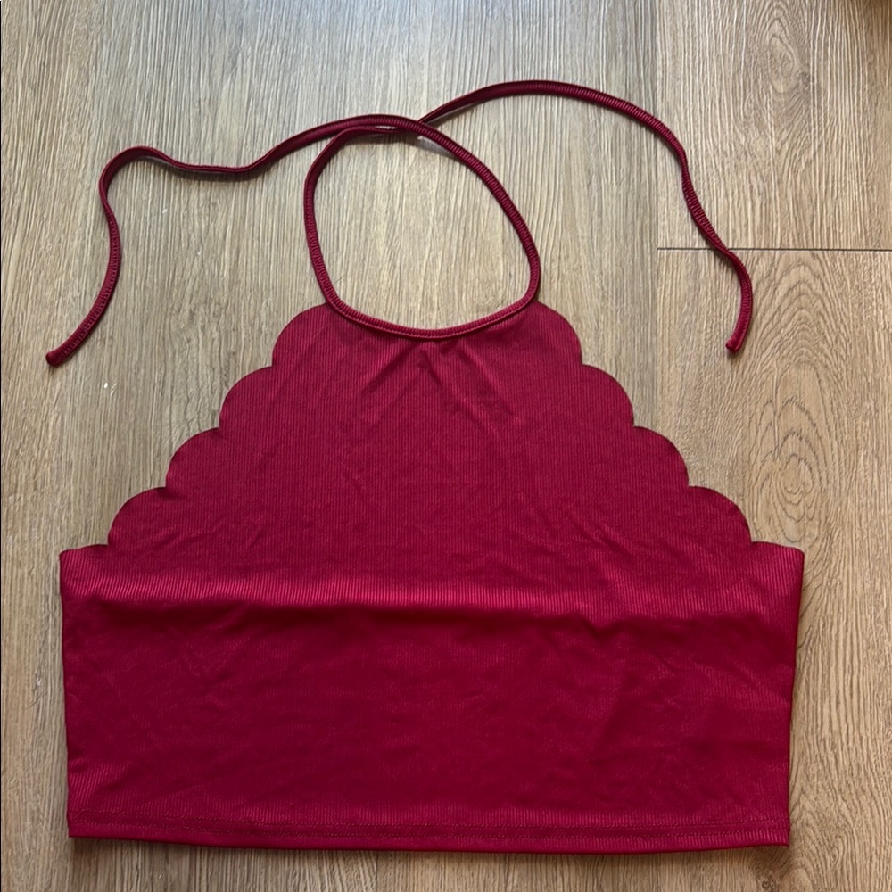 SHEIN Red Halter Crop Tank Top